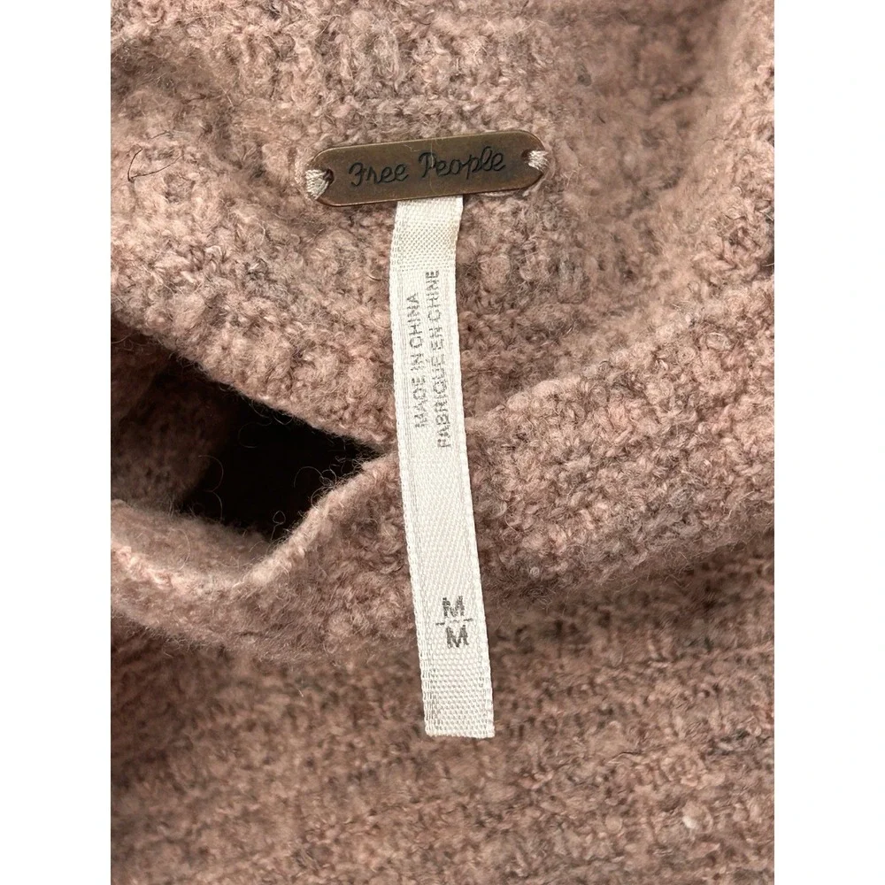 Free People Arctic Fox Mock Neck Zipper Back Oversized Wool Blend Sweater Medium